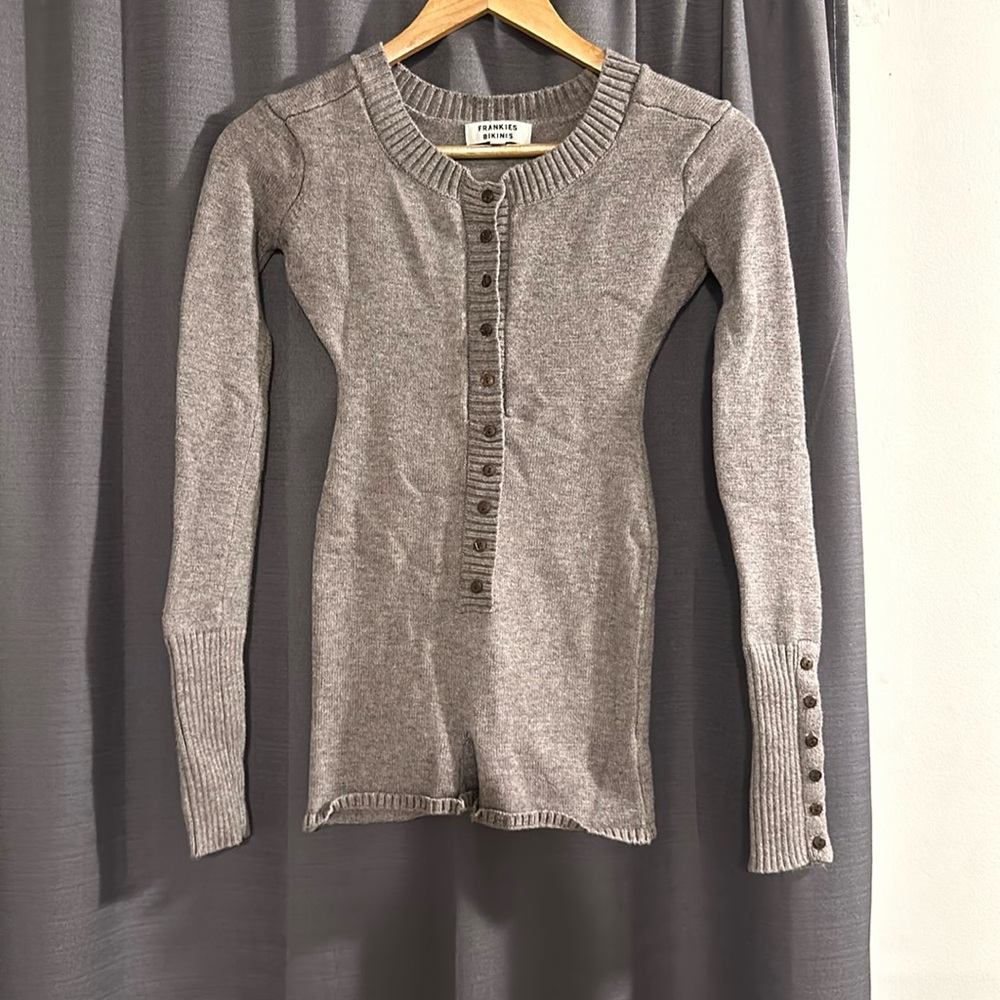 Frankie’s Bikinis Gray Onesie- Size Medium